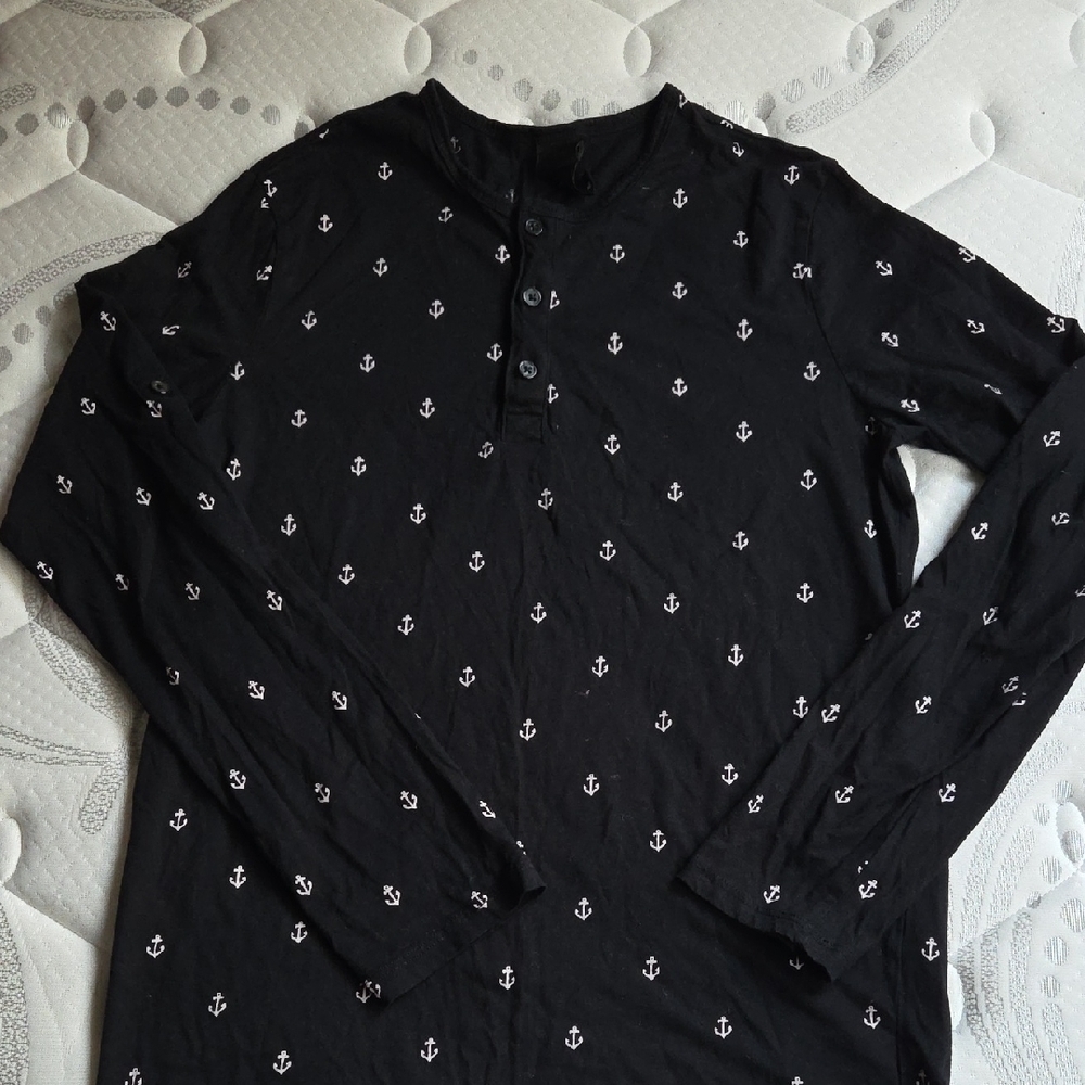 H&M Black and White Long Sleeve Tee Nautical Print